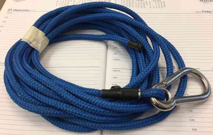 Aircraft Tie Down Rope 6M (19.5') 8mm (1/32") Solid Rope with Factory Clamp