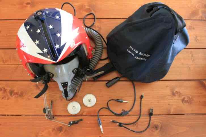 Custom Gentex Flight Helmet w/USAF Oxygen Mask, Helicopter Plug and Carry Bag