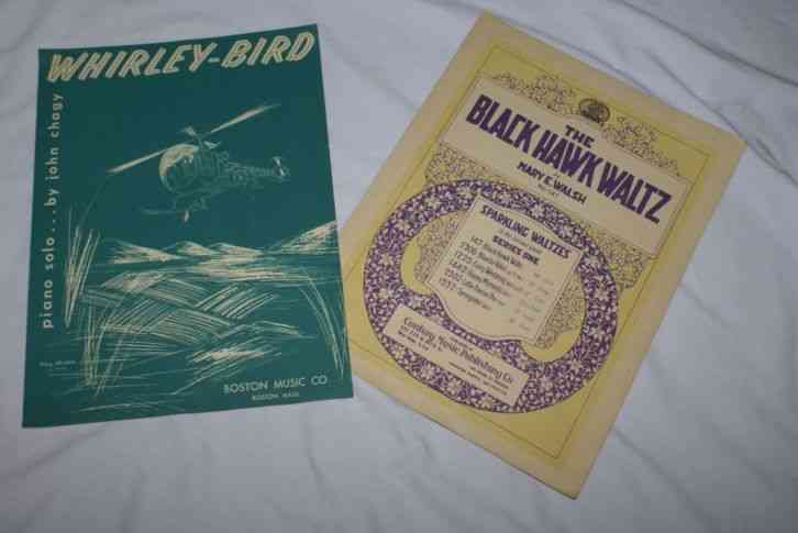 Whirley-Bird Sheet Music, Black Hawk Waltz-Hanger Art, Pilots Office Decor